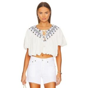 Free People Joni Embroidered Crop Top Size L NWOT